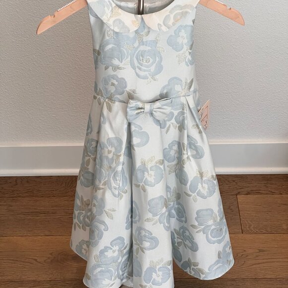 Sweet Kids Other - Sweet Kids Blue & Ivory Jacquard Floral Party Dress – NWT